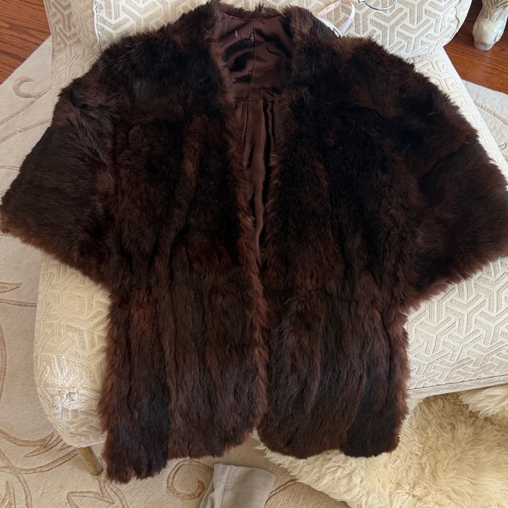 Luxurious Brown Fur Shawl